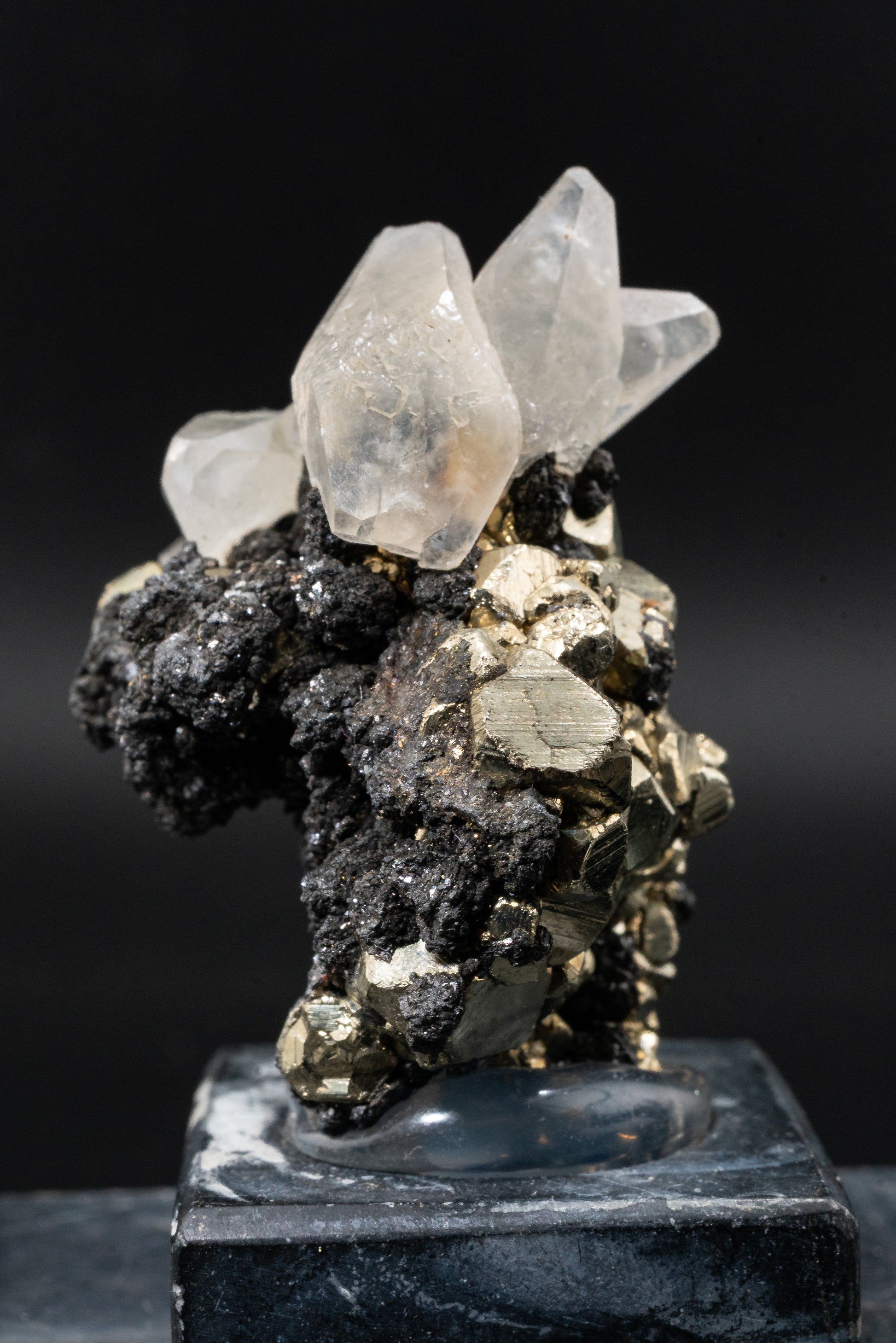Calcite, Pyrite, Tetrahedrite - Huanzala, Peru - UV Reactive