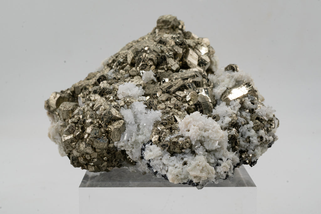Pyrite, Quartz, Calcite - Huanzala, Peru - UV Reactive