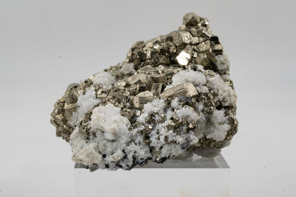 Pyrite, Quartz, Calcite - Huanzala, Peru - UV Reactive
