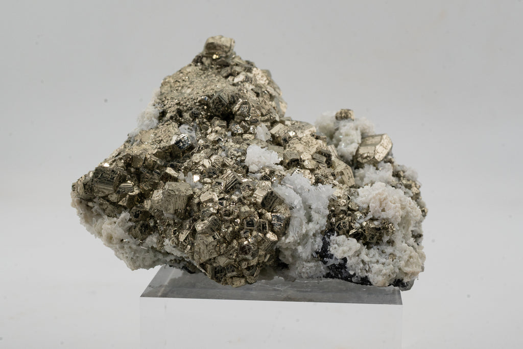 Pyrite, Quartz, Calcite - Huanzala, Peru - UV Reactive