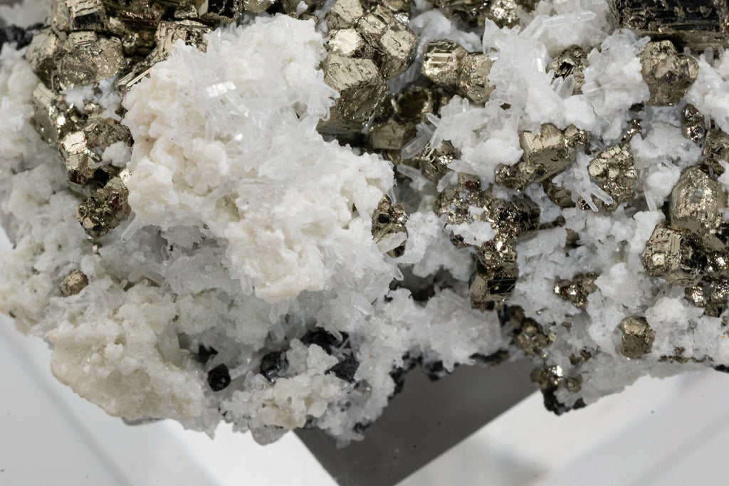 Pyrite, Quartz, Calcite - Huanzala, Peru - UV Reactive