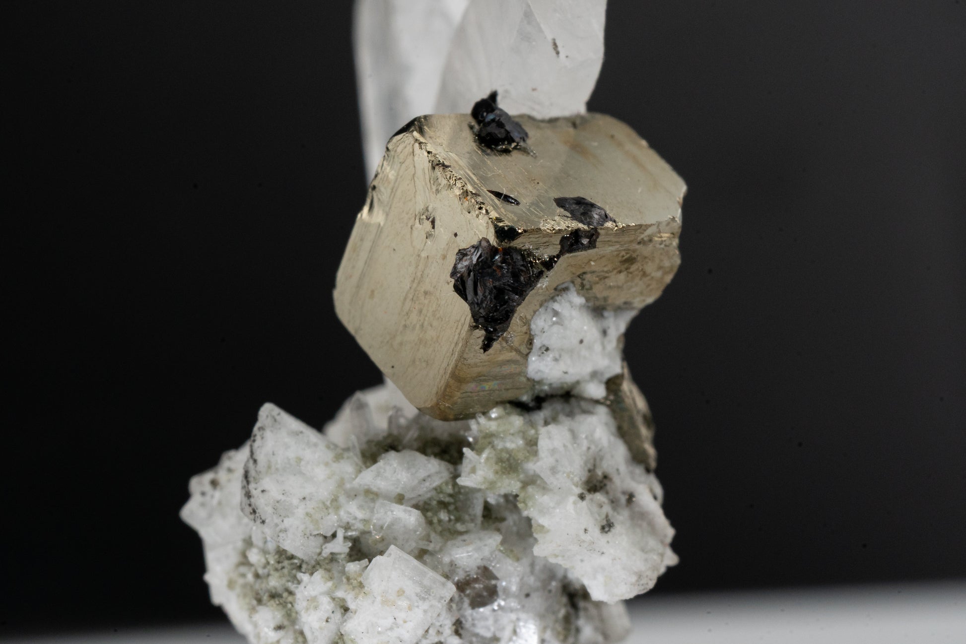 Pyrite, Japan Law Quartz Twins, Sphalerite on Pyrite