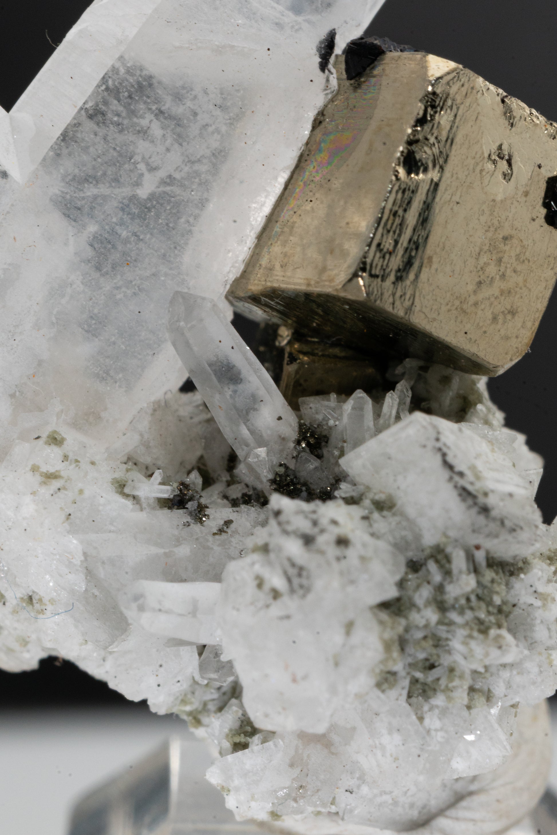 Pyrite, Japan Law Quartz Twins, Sphalerite on Pyrite