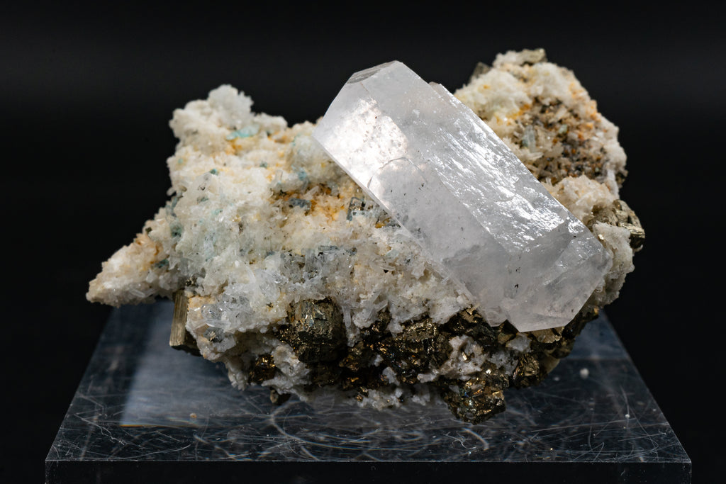 Calcite Var. Mangano, Pyrite, Quartz - Huanzala, Peru - UV Reactive