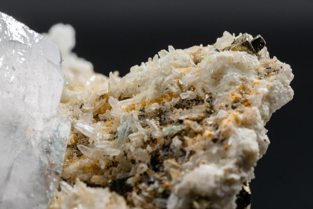 Calcite Var. Mangano, Pyrite, Quartz - Huanzala, Peru - UV Reactive