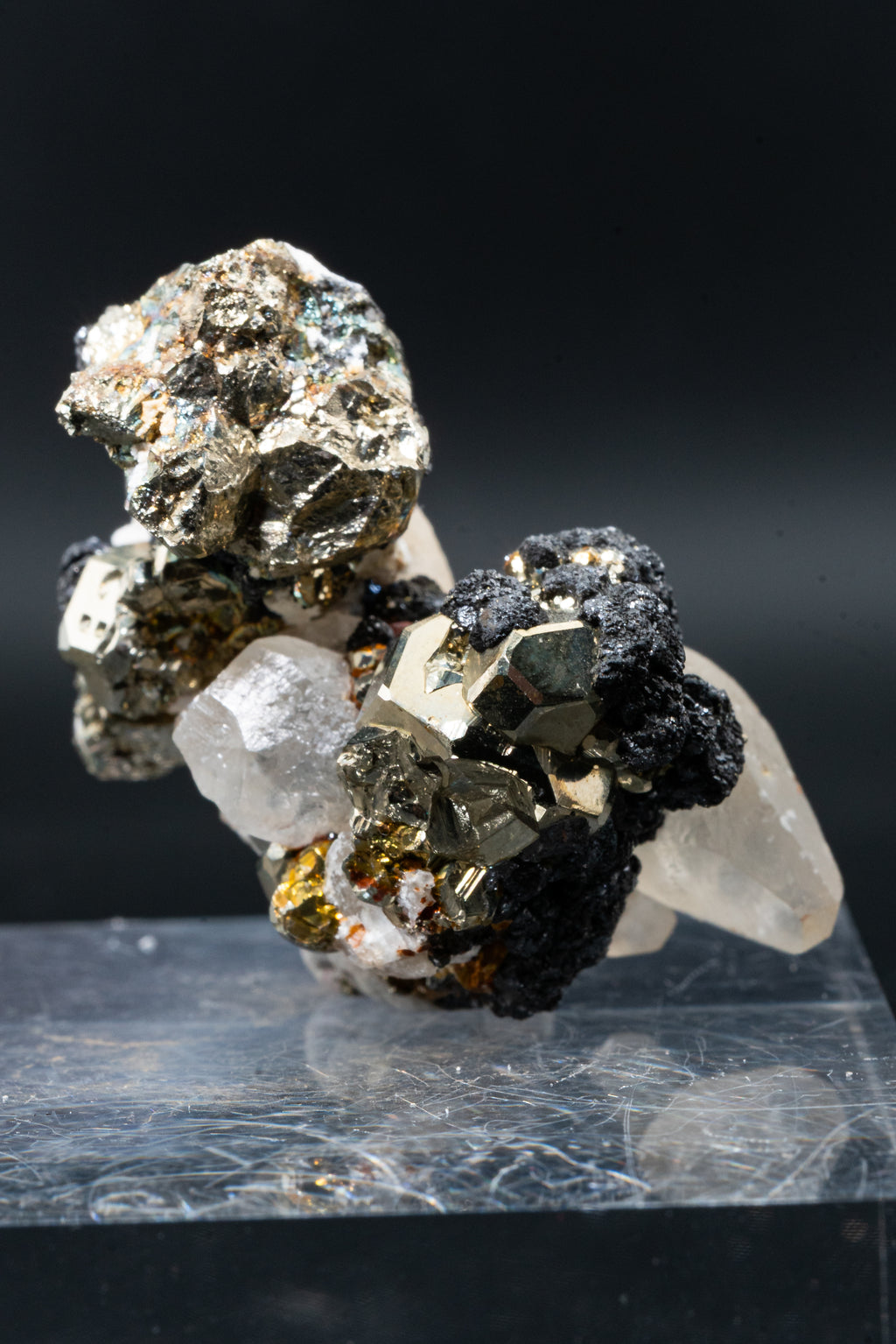 Calcite, Pyrite, Tetrahedrite - Huanzala, Peru - UV Reactive