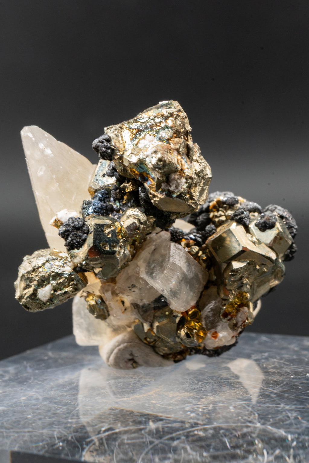 Calcite, Pyrite, Tetrahedrite - Huanzala, Peru - UV Reactive