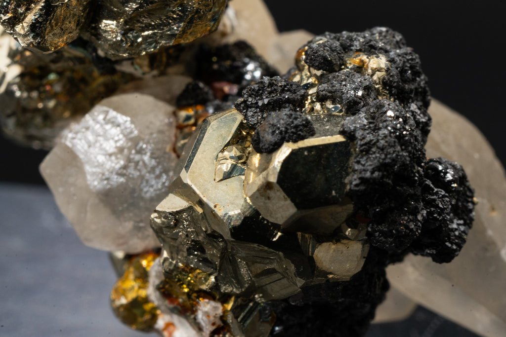 Calcite, Pyrite, Tetrahedrite - Huanzala, Peru - UV Reactive