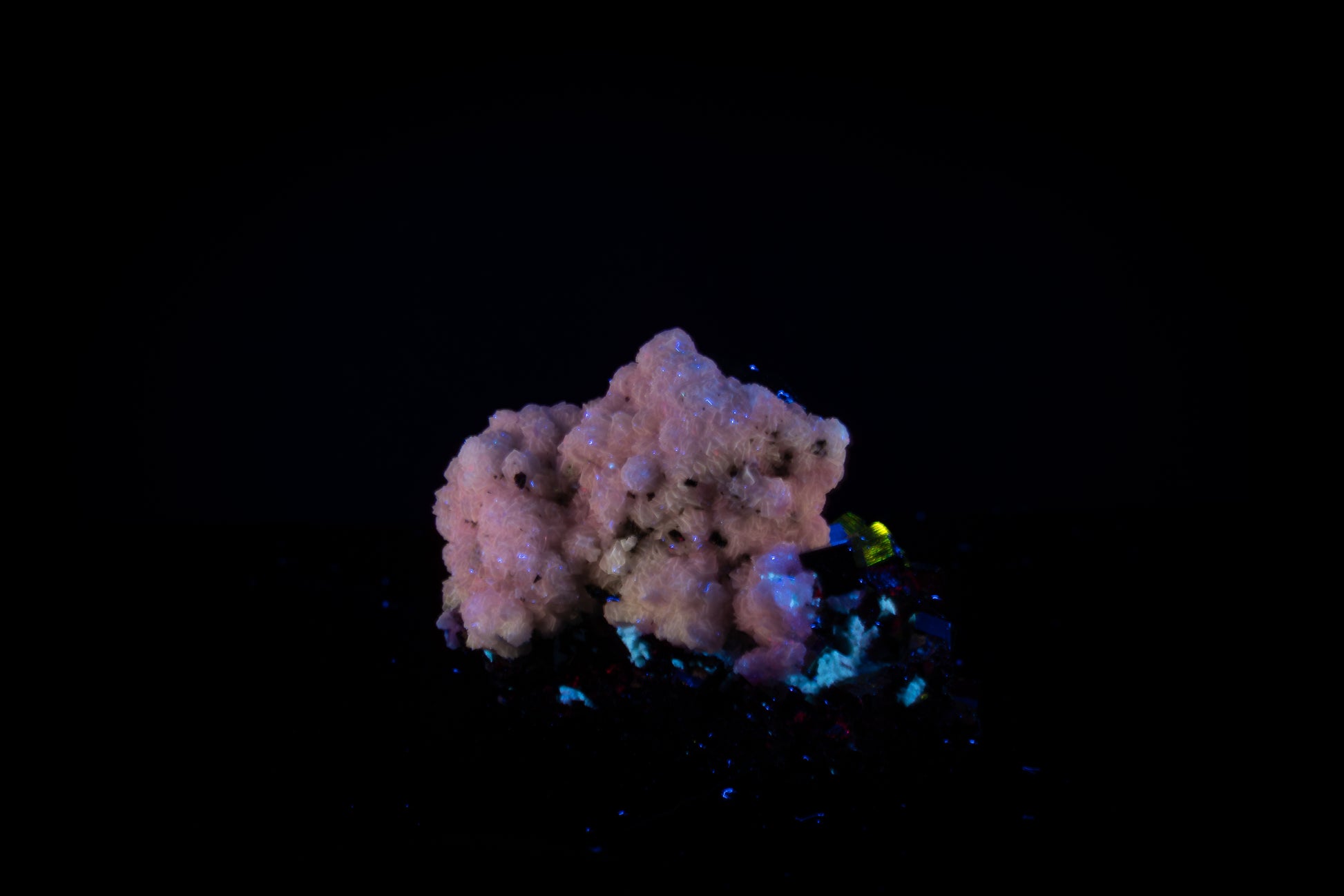 Pyrite, Calcite - Huanzala, Peru - UV Reactive