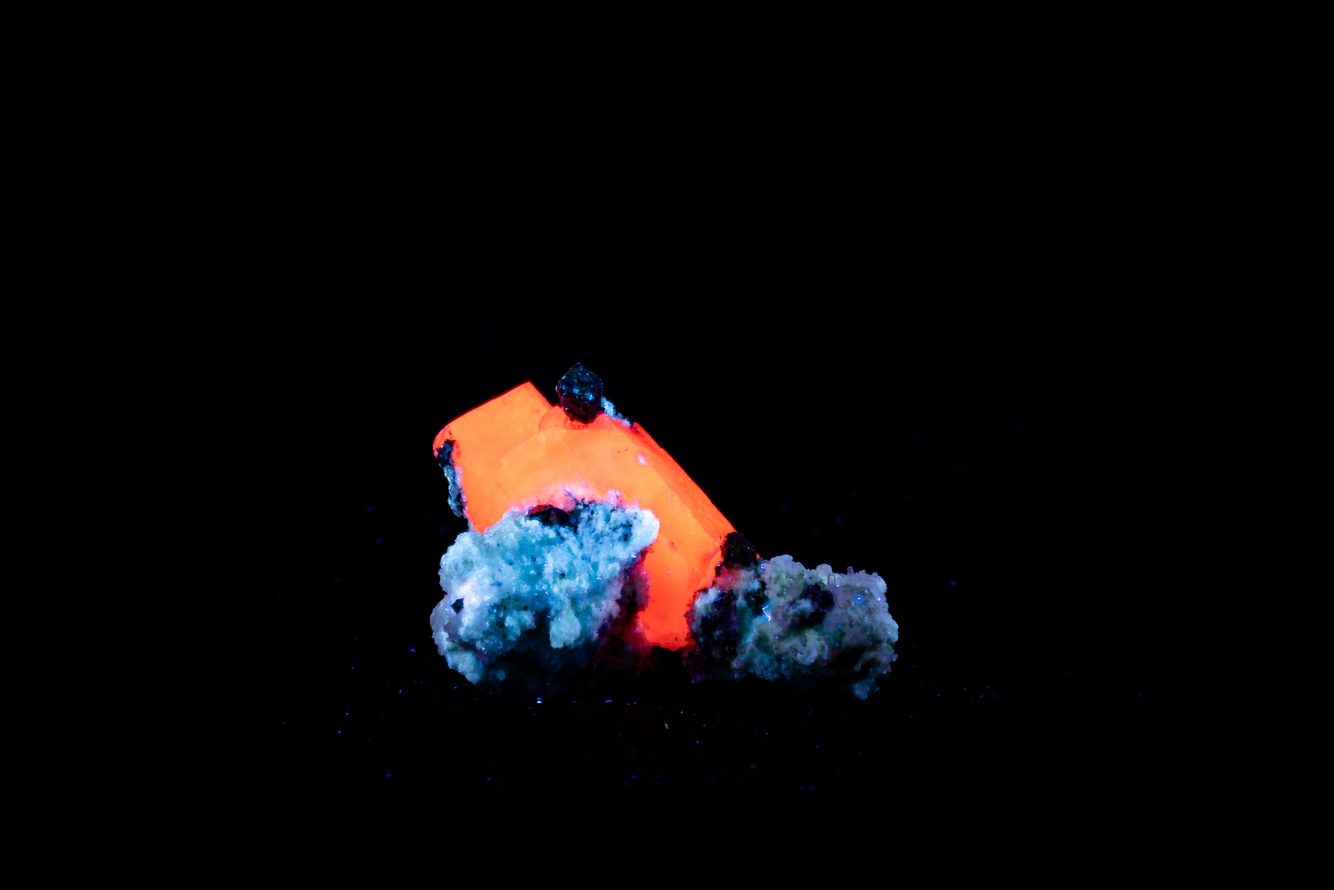 Calcite Var. Mangano, Pyrite - Huanzala, Peru - UV Reactive
