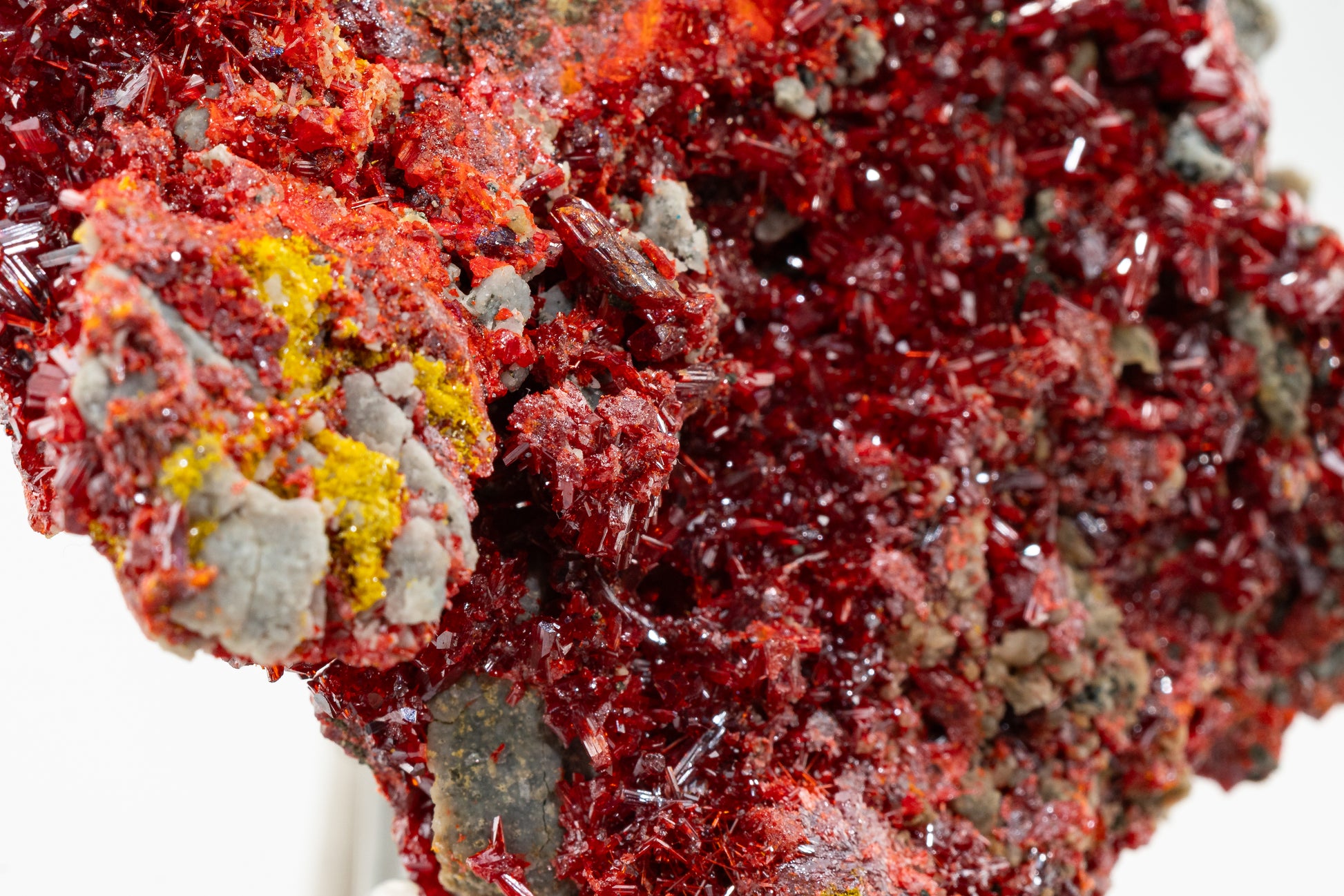 Orpiment, Realgar, Barite, Quartz w/ Pyrite - Quiruvilca Mine, Peru