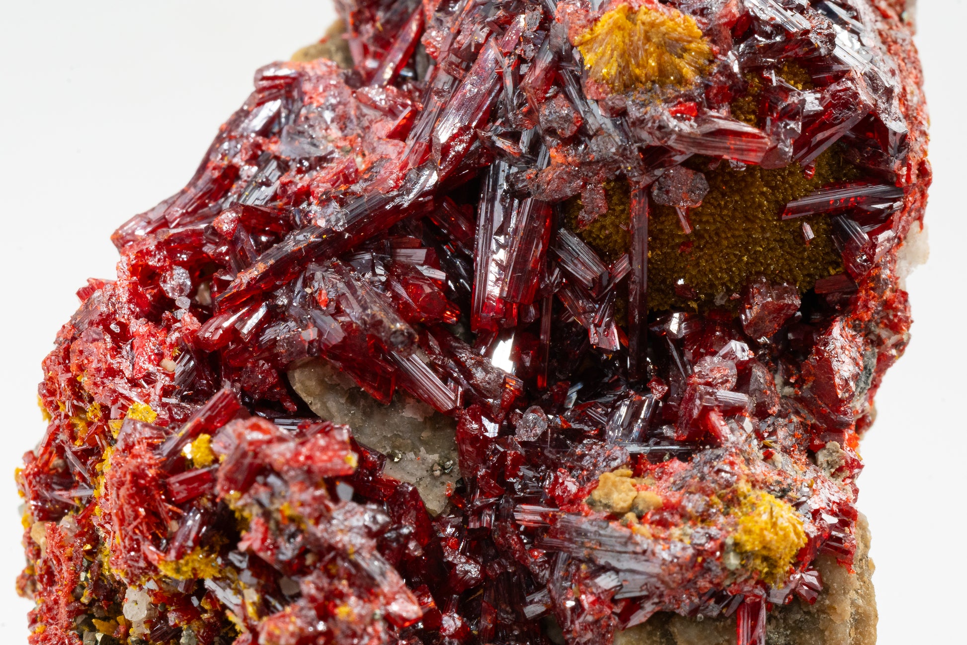 Orpiment, Realgar, Barite, - Quiruvilca Mine, Peru