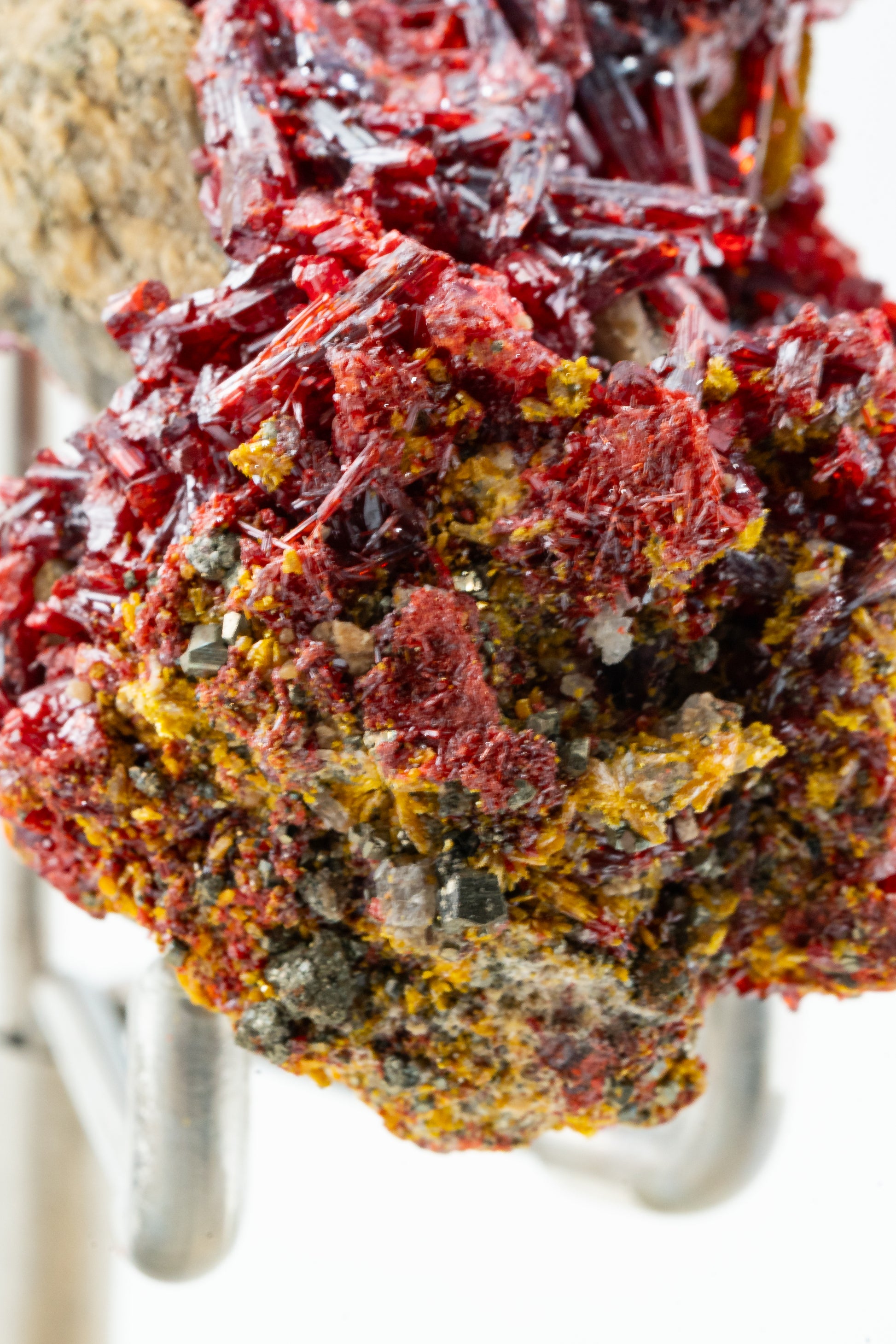 Orpiment, Realgar, Barite, - Quiruvilca Mine, Peru