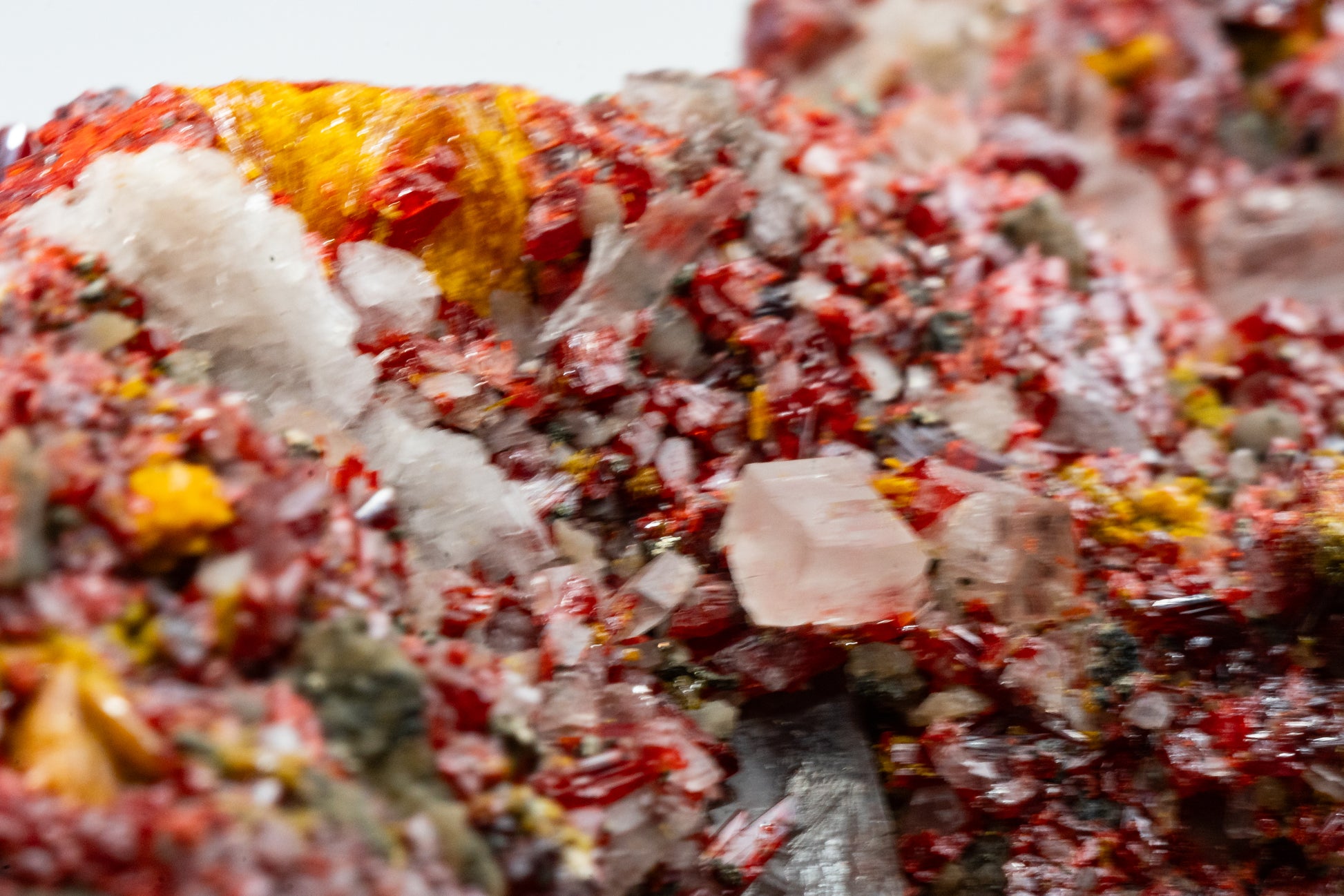 Orpiment, Realgar, Barite, - Quiruvilca Mine, Peru