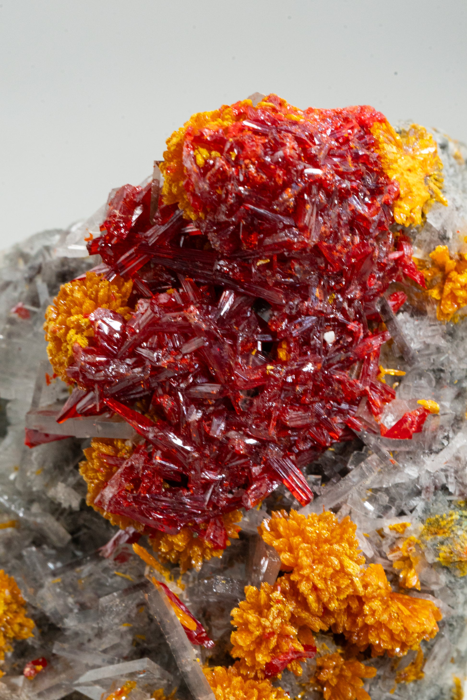 Orpiment, Realgar, Barite, - Quiruvilca Mine, Peru