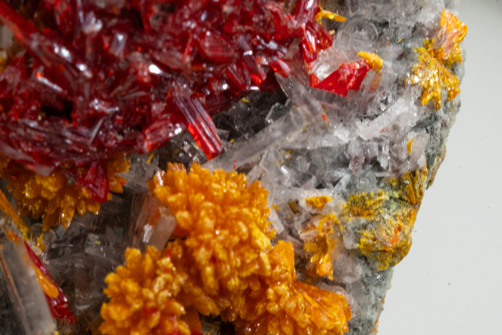 Orpiment, Realgar, Barite, - Quiruvilca Mine, Peru