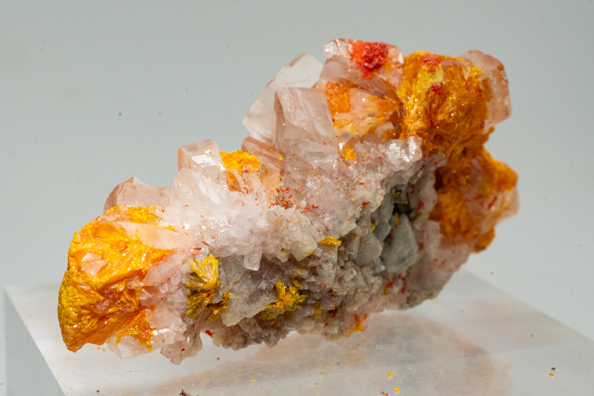 Orpiment, Realgar, Barite, - Quiruvilca Mine, Peru