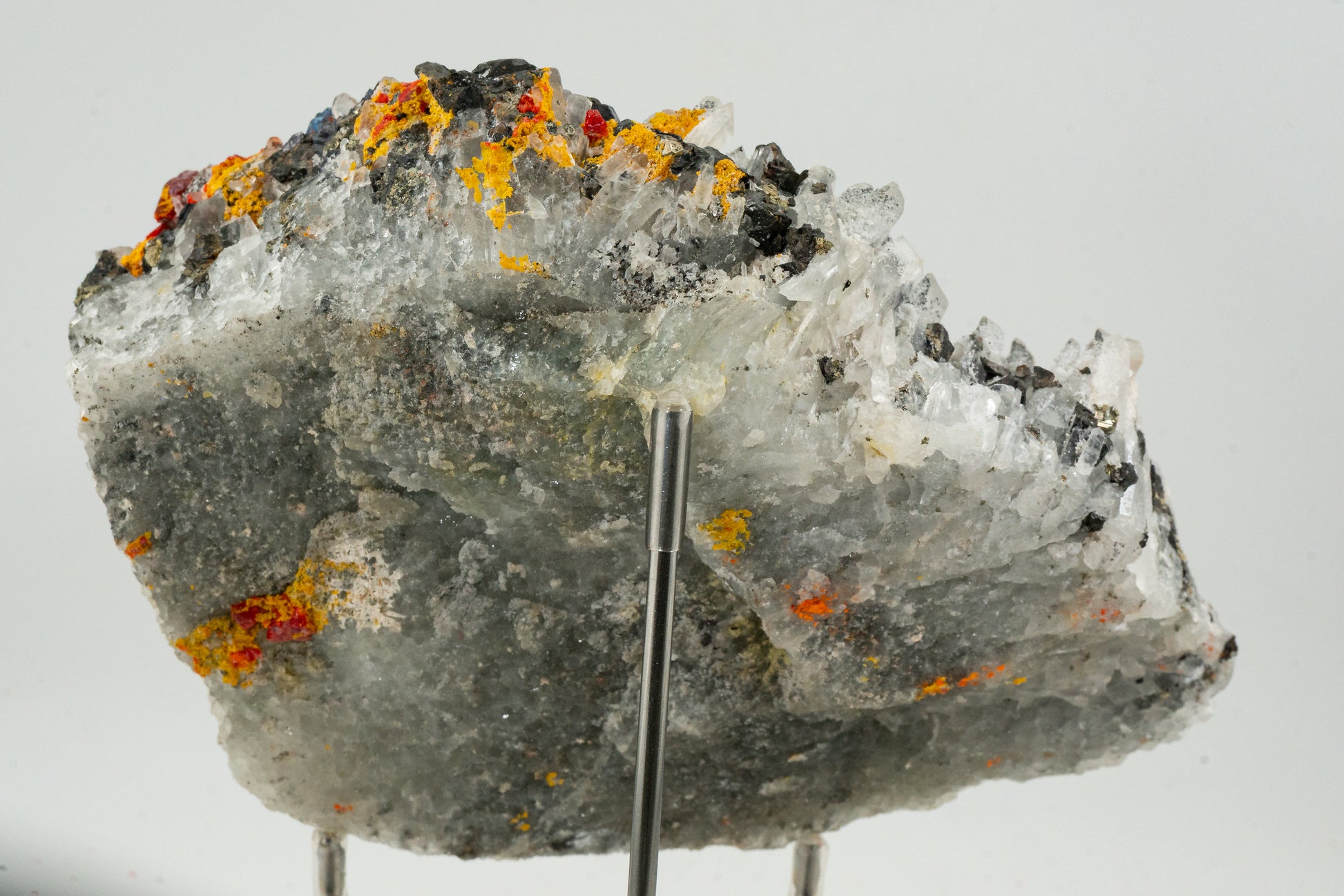 Orpiment, Realgar, Quartz, Galena, Pyrite - Quiruvilca Mine, Peru