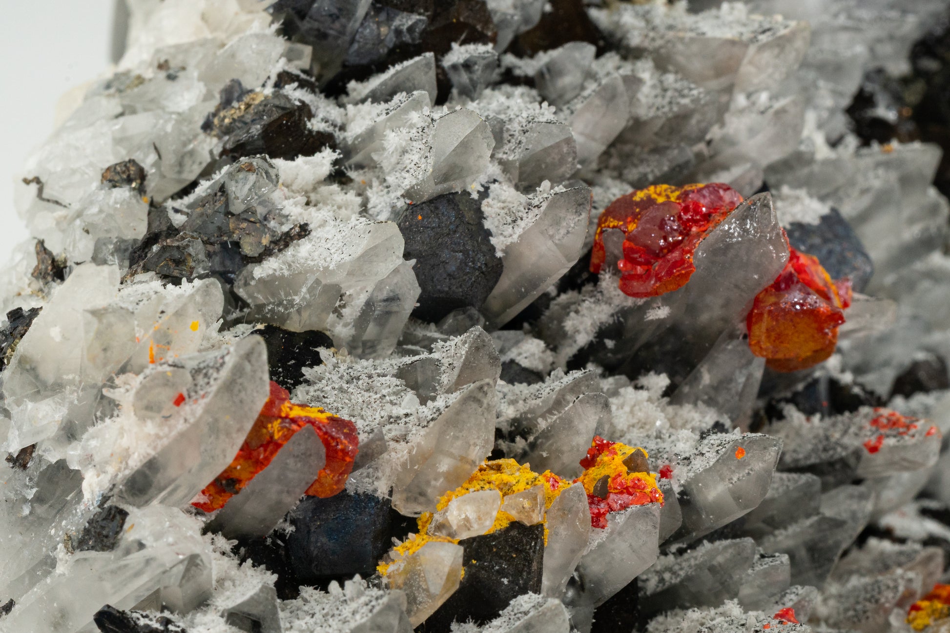 Orpiment, Realgar, Quartz, Galena, Pyrite - Quiruvilca Mine, Peru