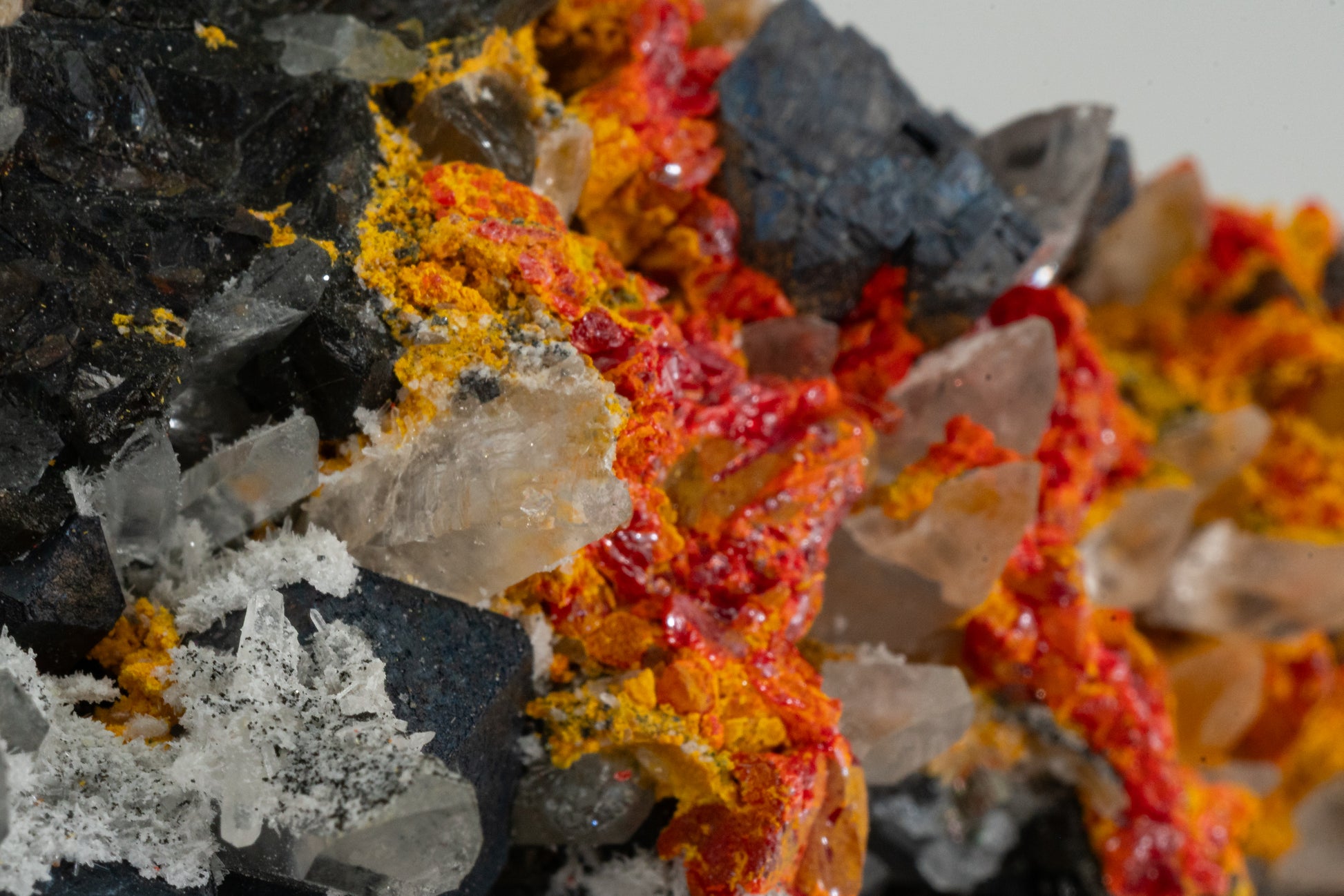 Orpiment, Realgar, Quartz, Galena, Pyrite - Quiruvilca Mine, Peru
