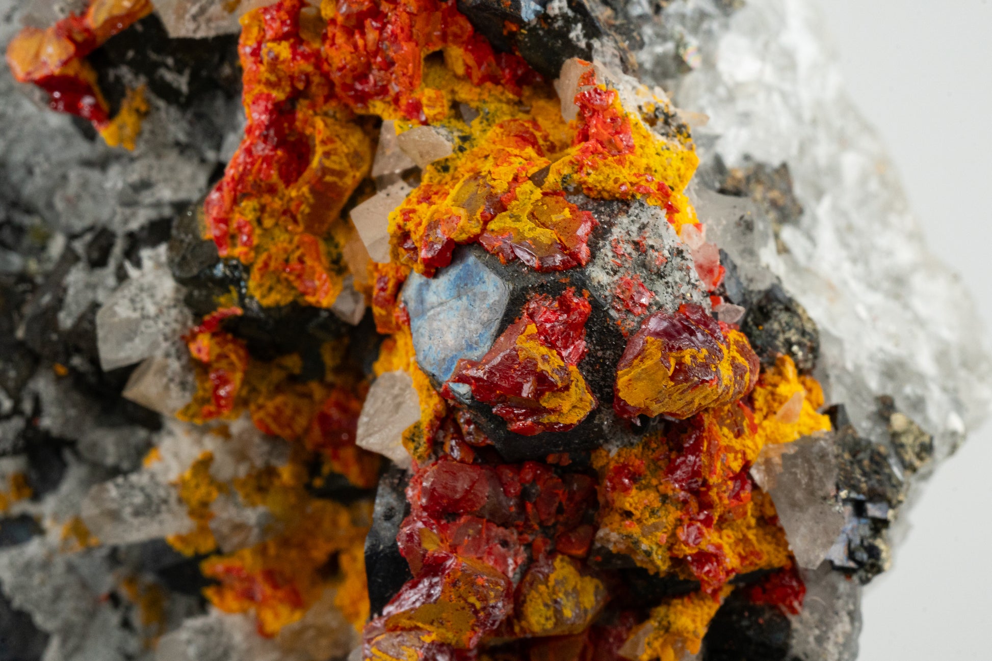 Orpiment, Realgar, Quartz, Galena, Pyrite - Quiruvilca Mine, Peru