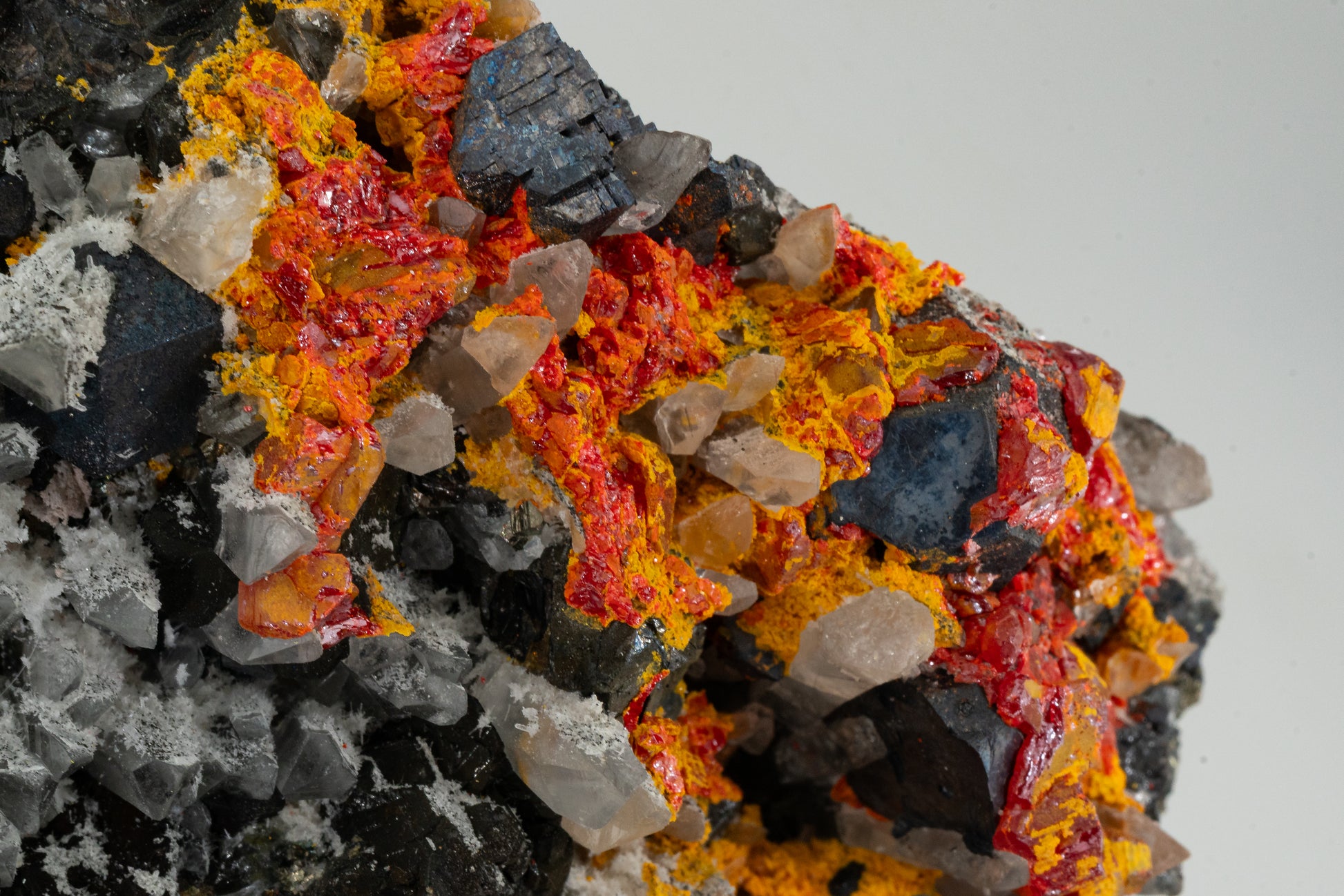 Orpiment, Realgar, Quartz, Galena, Pyrite - Quiruvilca Mine, Peru