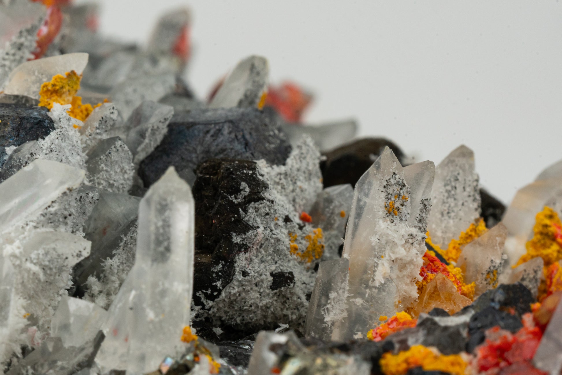 Orpiment, Realgar, Quartz, Galena, Pyrite - Quiruvilca Mine, Peru