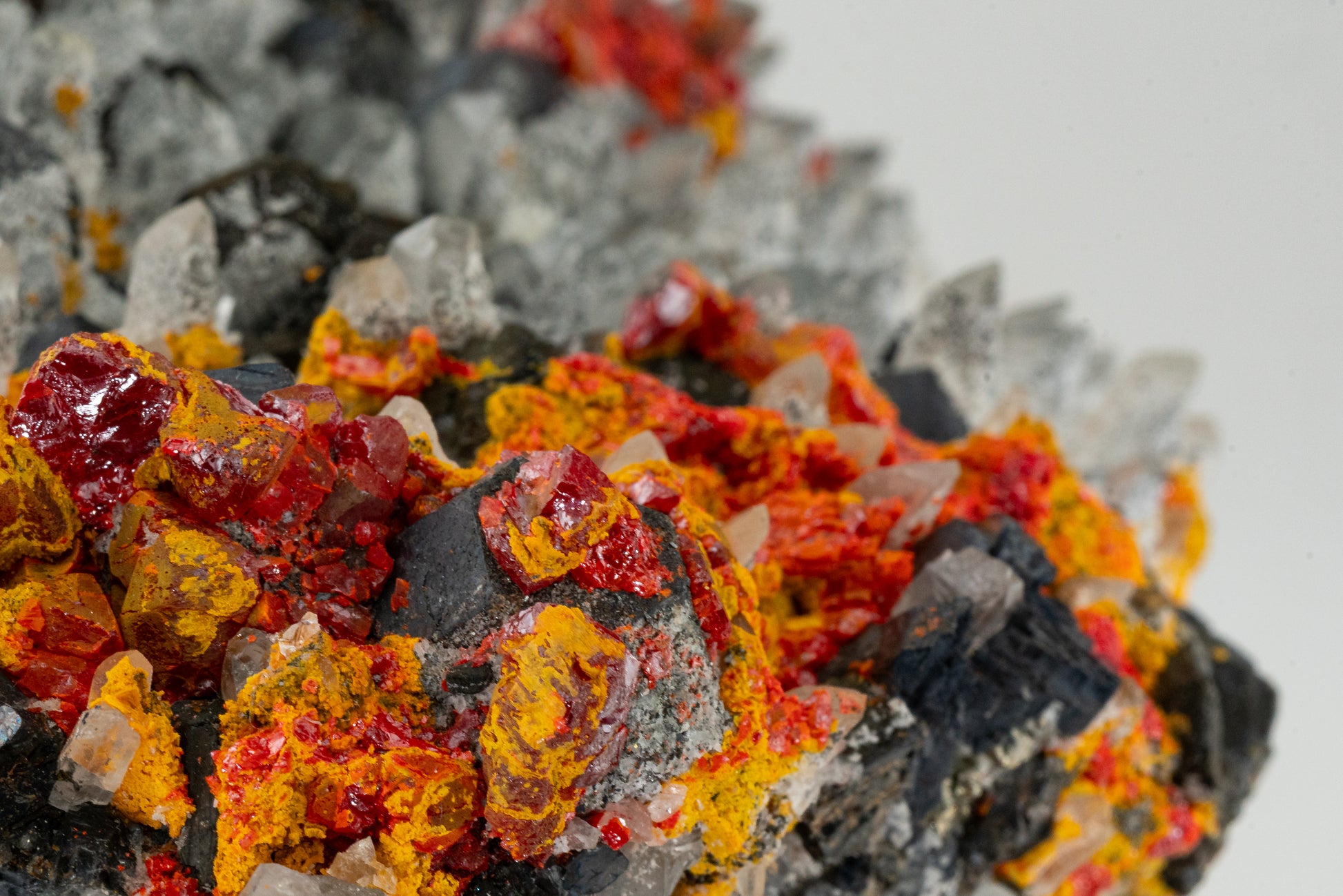 Orpiment, Realgar, Quartz, Galena, Pyrite - Quiruvilca Mine, Peru