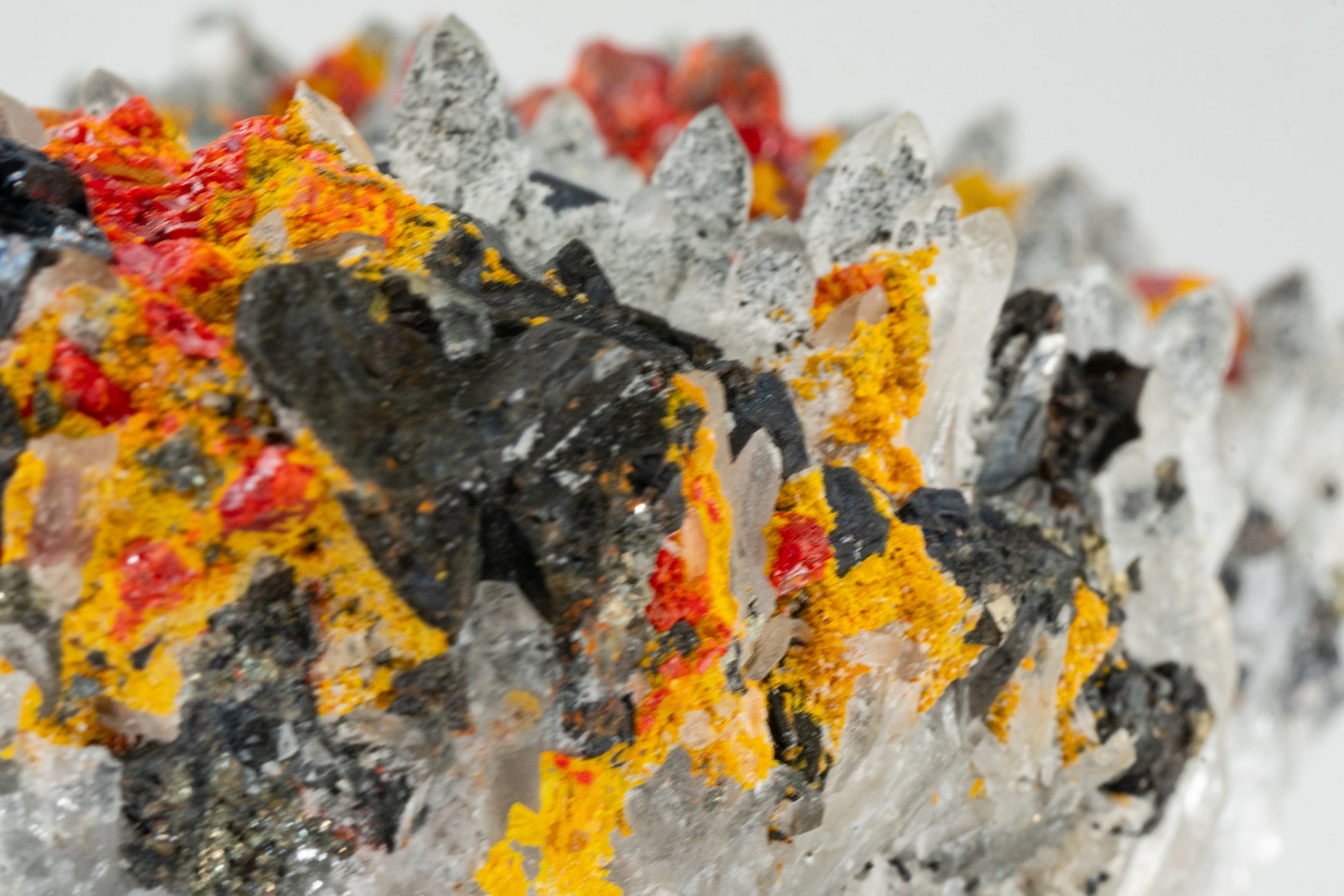 Orpiment, Realgar, Quartz, Galena, Pyrite - Quiruvilca Mine, Peru