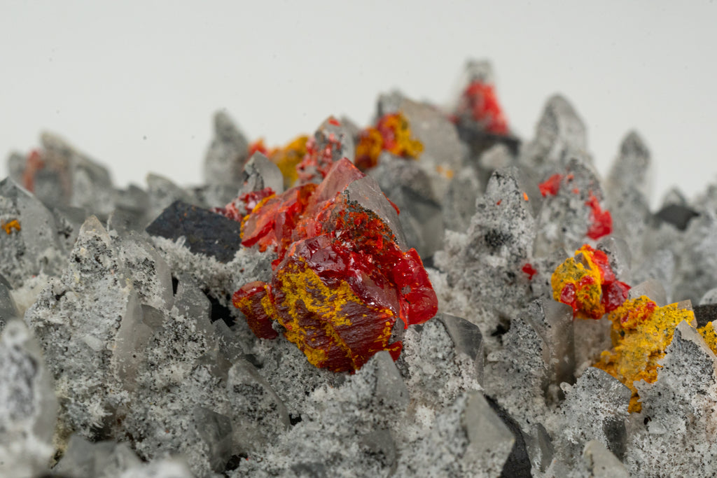 Orpiment, Realgar, Quartz, Galena, Pyrite - Quiruvilca Mine, Peru