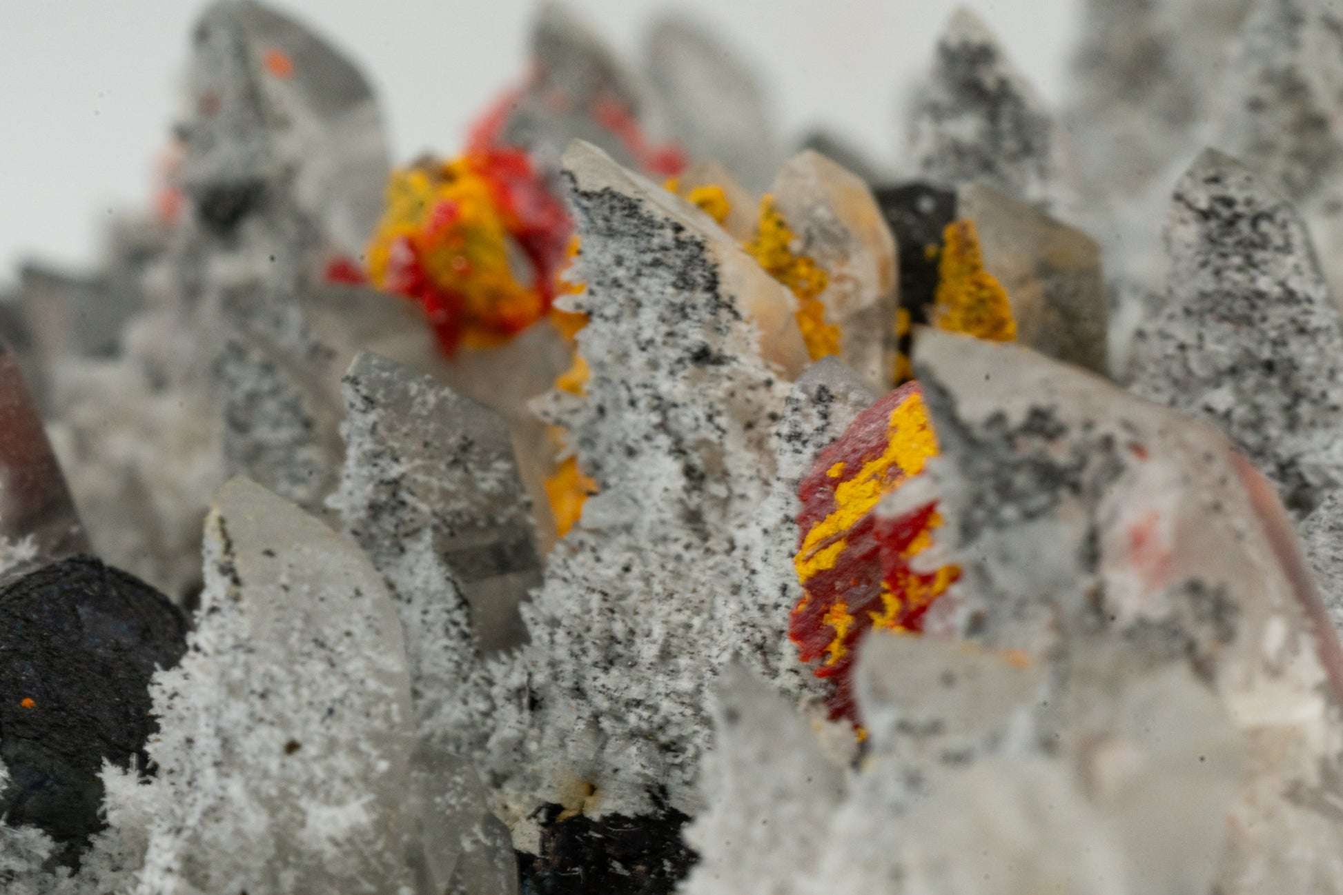 Orpiment, Realgar, Quartz, Galena, Pyrite - Quiruvilca Mine, Peru