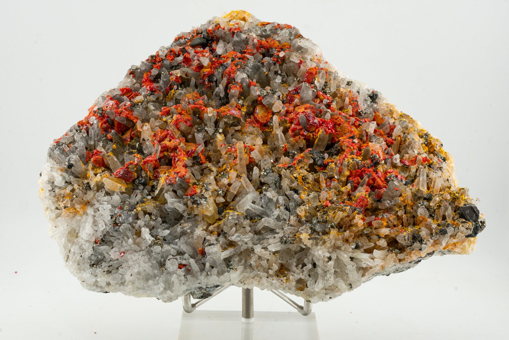 Orpiment, Realgar, Quartz, Galena, Pyrite - Quiruvilca Mine, Peru