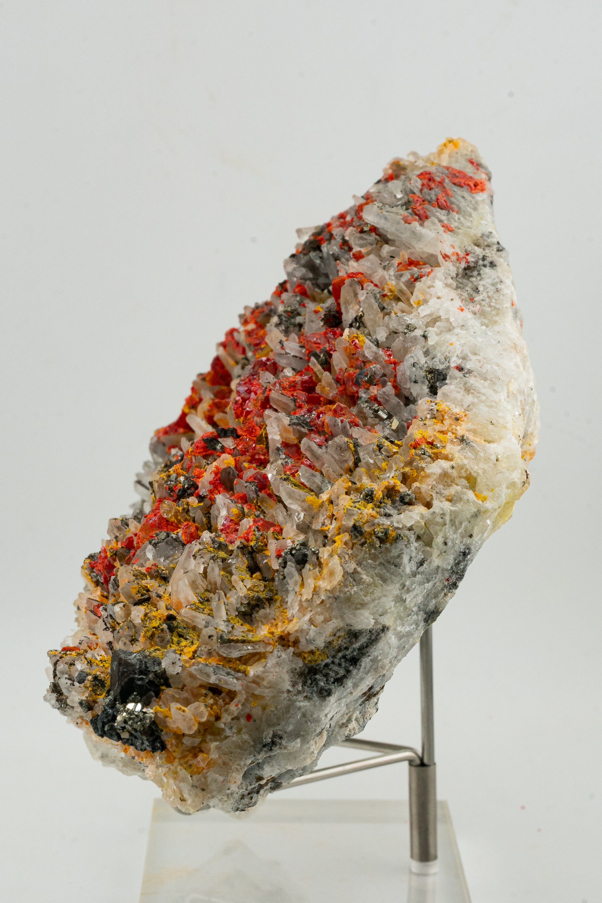 Orpiment, Realgar, Quartz, Galena, Pyrite - Quiruvilca Mine, Peru