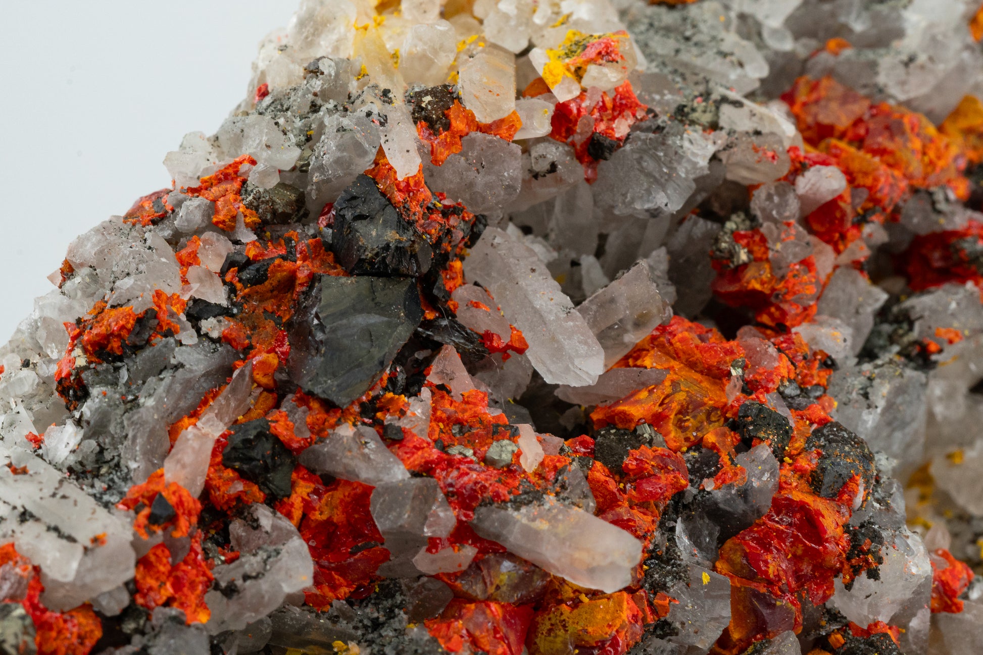 Orpiment, Realgar, Quartz, Galena, Pyrite - Quiruvilca Mine, Peru