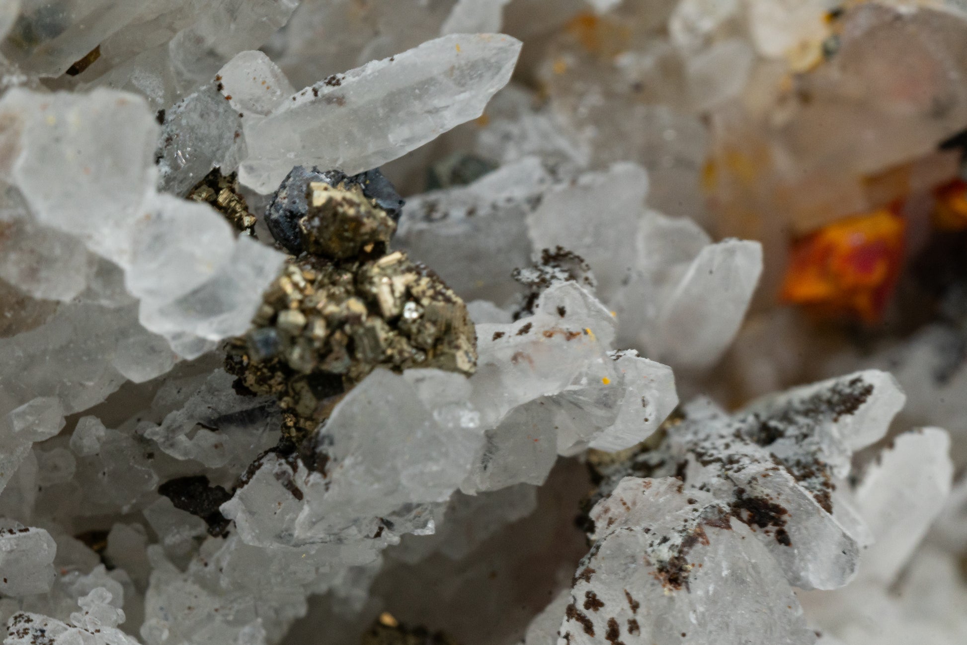 Orpiment, Realgar, Quartz, Galena, Pyrite - Quiruvilca Mine, Peru