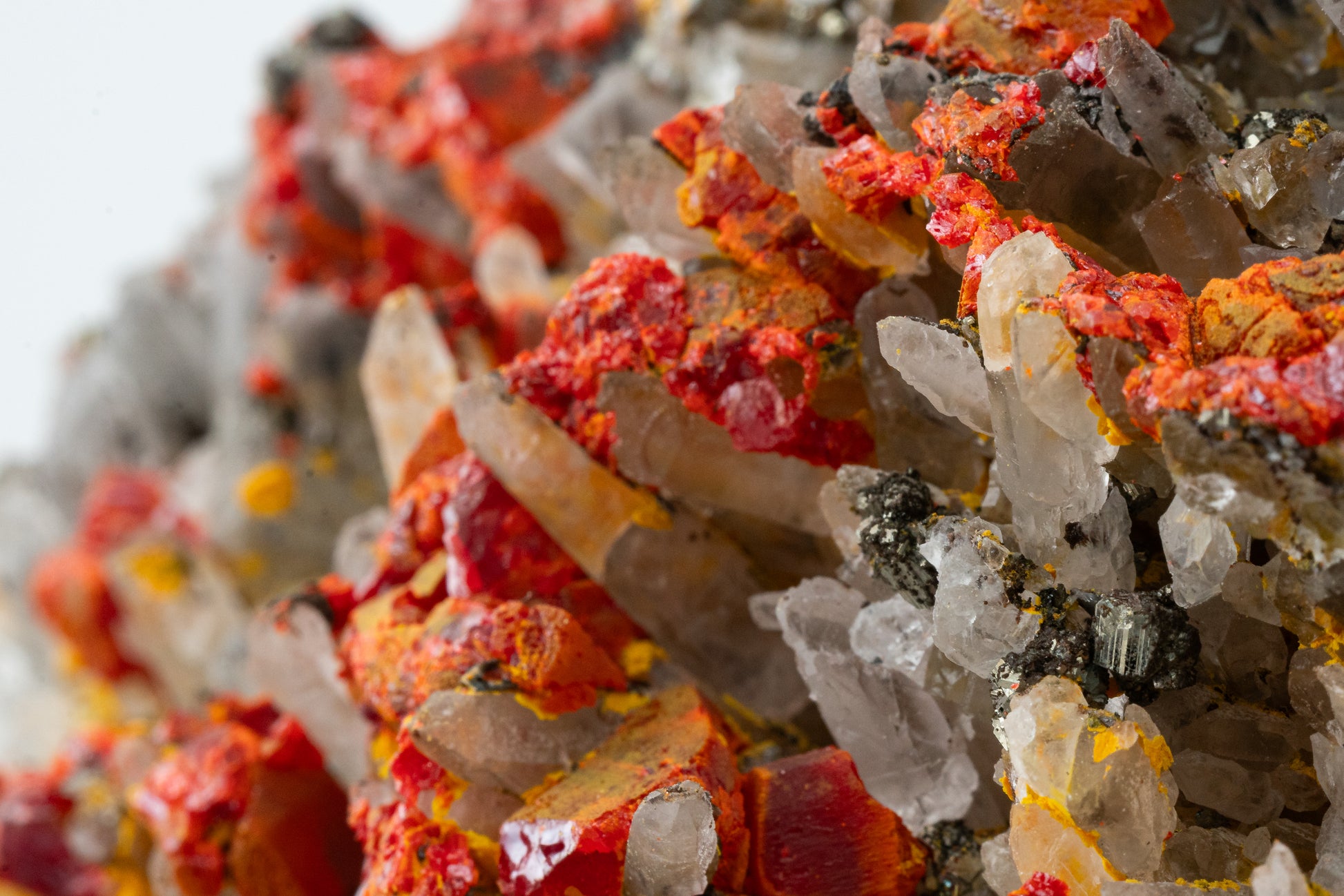 Orpiment, Realgar, Quartz, Galena, Pyrite - Quiruvilca Mine, Peru