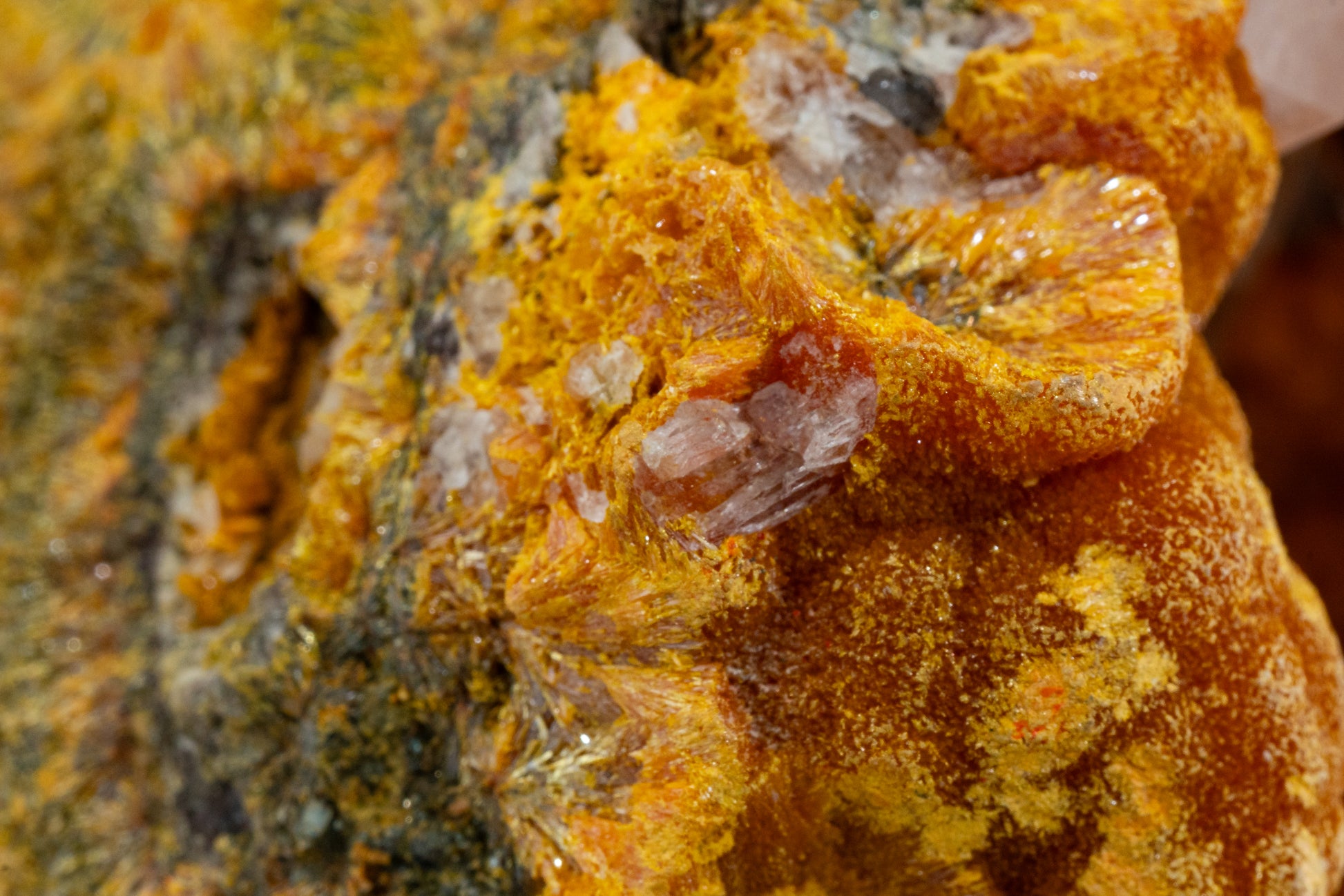 Orpiment, Realgar, Barite, - Quiruvilca Mine, Peru