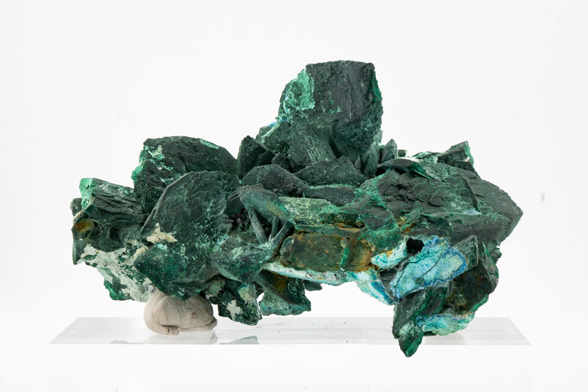 Malachite ps. Azurite, Shattuckite - Mina Milpillas, Sonora, México